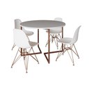 Ver imagem 6 de Mesa Industrial Jantar Redonda Branca 110Cm Base V Com 4 Cadeiras Eames Brancas Base Cobre Branco