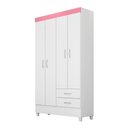 Ver imagem 5 de Guarda Roupa 4P Frankfurt Branco/Rosa/Branco