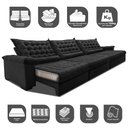 Ver imagem 3 de Sofá Retrátil e Reclinável 3,55m Molas Ensacadas Cama inBox Big Space com Bordado 3D Velusoft