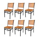 Ver imagem 1 de Kit 6 Cadeiras Industrial Maju com Ripas em Madeira Maciça - Natural