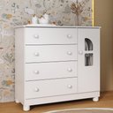 Ver imagem 1 de Cômoda Infantil 95cm 1 Porta com Vidro e 4 Gavetas Nina Multimóveis Mp4505 Branco
