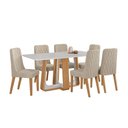 Ver imagem 2 de Conjunto Sala de Jantar Mesa Easy Pop 170x90cm Tampo Vidro/mdf com 6 Cadeiras Seat Linho Rinzai Bege