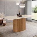 Ver imagem 1 de Mesa de Jantar 180cm Retangular 6 Lugares com Vidro Canto Arredondado Solana Henn