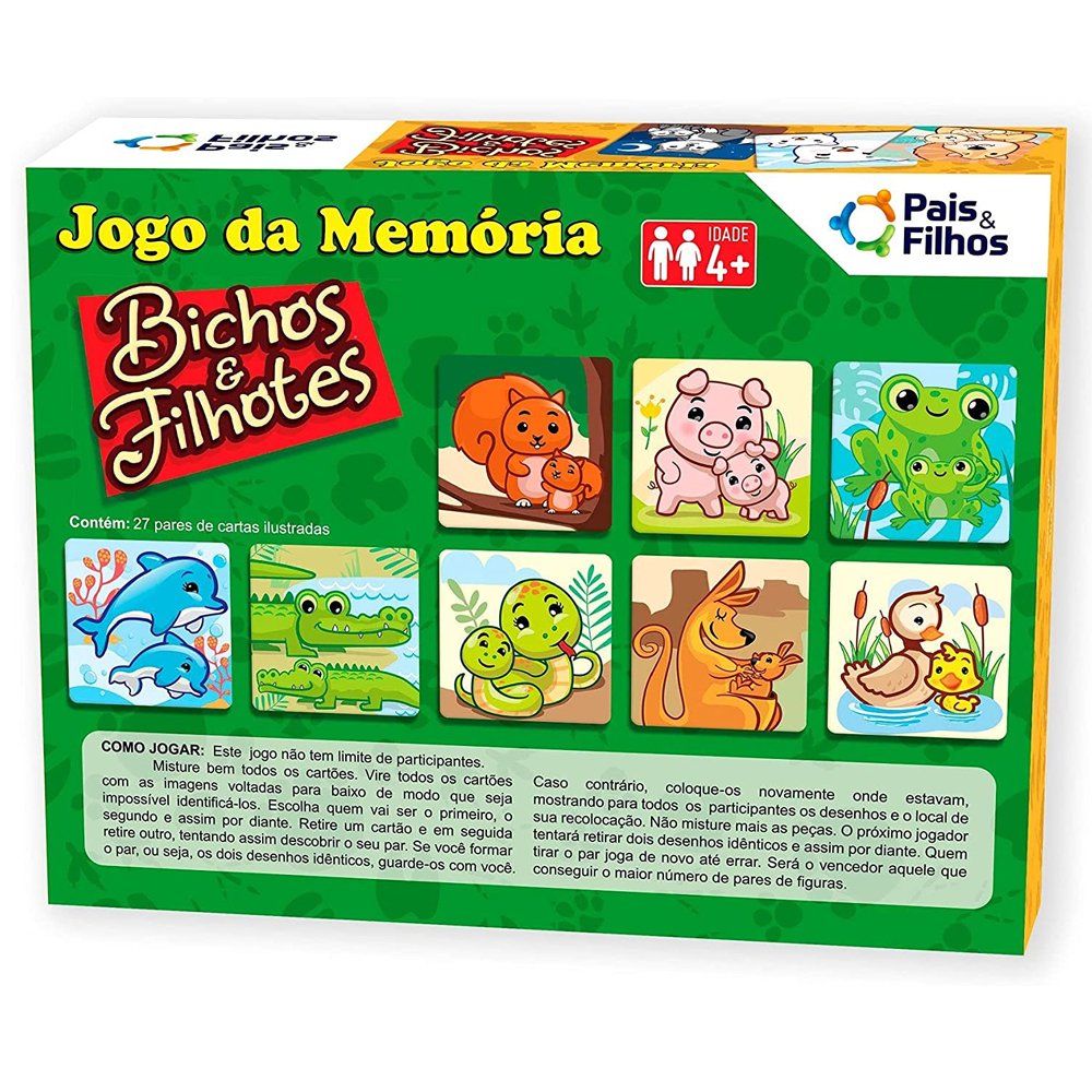 Mini Jogo da Memória Infantil Bichinhos Coloridos 6 pares