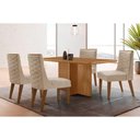 Ver imagem 1 de Conjunto: Mesa Sala Jantar Berlim Tampo Curvo 120cm+4 Cadeiras Dafne Madeira Naturale - Capuccino/