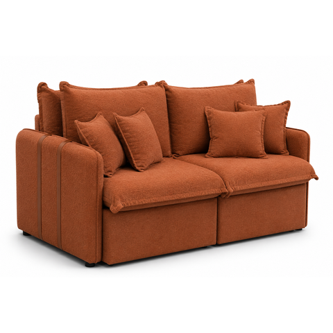 Sofá Retrátil e Reclinável Parma com Função Cama:Boucle Terracota/2.60