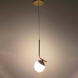 Lustre Luminaria Teto Pendente Quarto, Lavabo, Bancada, Sala Globo Vidro 12cm Leitoso Fosco Bivolt - 2