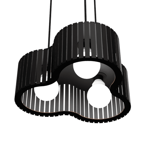 Luminária Pendente Crepusculo Modelo Ripado -:preta