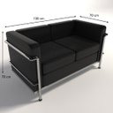 Ver imagem 2 de Sofá Lc2 Le Corbusier 2 Lugares Ecologico Preto