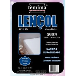 Lençol Avulso Queen Percal 180 Fios Branco Com Elástico Temima - 2