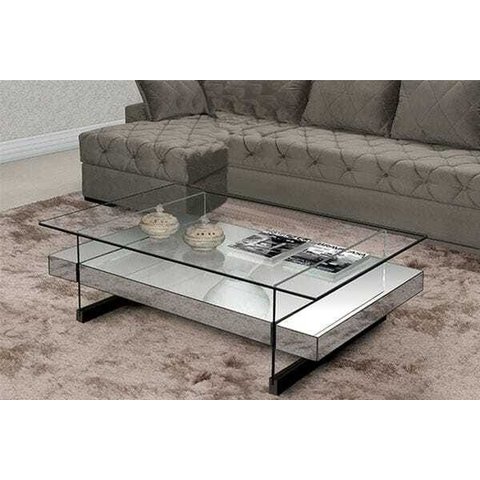 Mesa de Centro Espelhada Glass Silver Grande