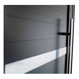 Porta Pivotante De Aluminio Preto Frisada Com Vidro 2,10 (A) x 1,20 (L) Linha 30 Completa - 3