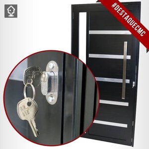 Porta Pivotante De Aluminio Preto Frisada Com Vidro 2,10 (A) x 1,20 (L) Linha 30 Completa