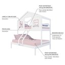 Ver imagem 4 de Beliche Casal/ Solteiro Casinha Dos Sonhos Madeira Maciça Branco/ Rosa Megamobilia