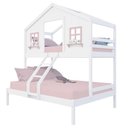 Ver imagem 2 de Beliche Casal/ Solteiro Casinha Dos Sonhos Madeira Maciça Branco/ Rosa Megamobilia