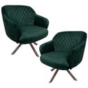 Ver imagem 1 de Kit 2 Poltronas Decorativas Kitana Pés Champagne Giratório Veludo Verde - Gran Belo