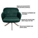 Ver imagem 3 de Kit 2 Poltronas Decorativas Kitana Pés Champagne Giratório Veludo Verde - Gran Belo