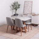 Ver imagem 1 de Conjunto de Jantar Mesa Retangular com Vidro Bennett 4 Cadeiras New Drop - Natural C/ Cinza