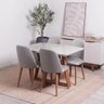 Conjunto de Jantar Mesa Retangular com Vidro Bennett 4 Cadeiras New Drop - Natural C/ Cinza - 1