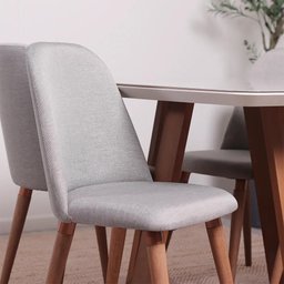 Conjunto de Jantar Mesa Retangular com Vidro Bennett 4 Cadeiras New Drop - Natural C/ Cinza - 3