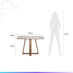 Conjunto de Jantar Mesa Retangular com Vidro Bennett 4 Cadeiras New Drop - Natural C/ Cinza - 9