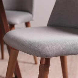 Conjunto de Jantar Mesa Retangular com Vidro Bennett 4 Cadeiras New Drop - Natural C/ Cinza - 5