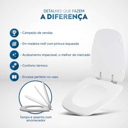 Assento Sanitário Soft Close Camburi Branco para Vaso Vivace - 4