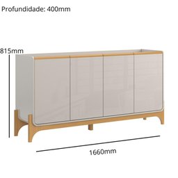 Buffet Aparador 4 Portas 166cm Lion - Lukaliam Móveis - 5