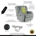 Ver imagem 3 de Poltrona do Papai Sala de Cinema Reclinável Kylie Power Elétrica Massagem USB PU Cinza G23 Gran Belo