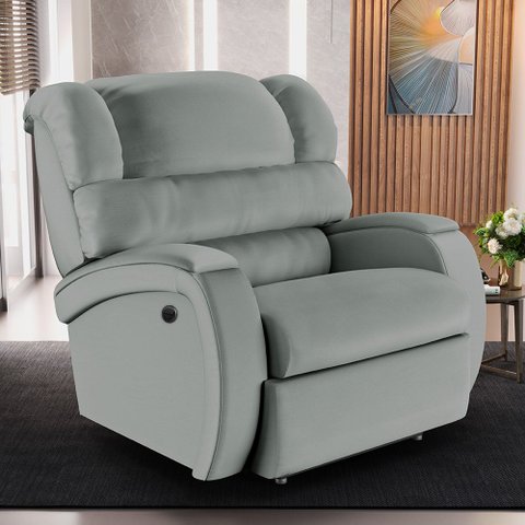 Poltrona do Papai Sala de Cinema Reclinável Kylie Power Elétrica Massagem USB PU Cinza G23 Gran Belo