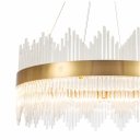 Ver imagem 3 de Lustre Pendente com Cristais 100w 80cm Bocal G9 Led Moderno Sala de Jantar