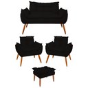 Ver imagem 1 de Kit 02 Poltronas + Namoradeira + Puff Opala Balaqui Decor Preto