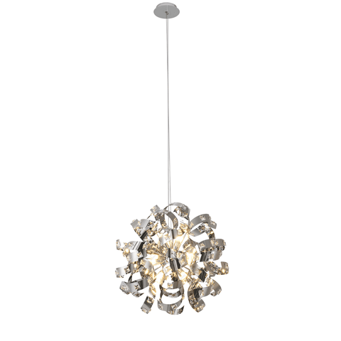Pendente Moderno Esfera Cromado com Cristais 12g9 55cm