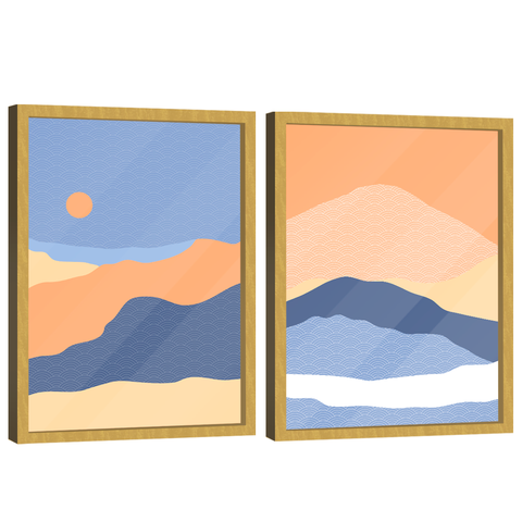 Quadro Decorativo Duo Abstrato Paisagem Montanha