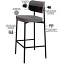 Ver imagem 5 de Banqueta Alta Bar Cozinha Sala de Jantar Aço Preto Kaira C01 Linho Cinza Courino Preto - Lyam Decor