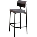 Ver imagem 1 de Banqueta Alta Bar Cozinha Sala de Jantar Aço Preto Kaira C01 Linho Cinza Courino Preto - Lyam Decor