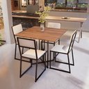 Ver imagem 1 de Conjunto Mesa de Jantar Quadrada Imbuia 4 Cadeiras Estofado Riviera Industrial Don Castro Deco