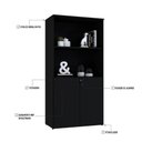 Ver imagem 3 de Armário Alto Estante com 02 Portas 161,5x80x42cm Wlae80 Preto Ônix