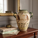 Ver imagem 2 de Vaso Decorativo Cerâmica Craquelada Macacos Flores Alças Verdes 49,5cm Columbus Gold