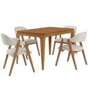 Ver imagem 2 de Mesa Retangular Claris 120cm Ypê N01 com 4 Cadeiras Nadja Linho Cru - Lyam Decor