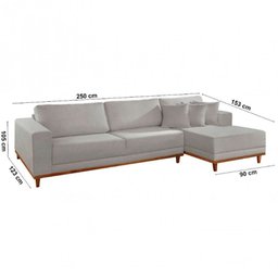 Sofá Cronos Linho 4 Lugares Chaise Lado Direito Meu Sofá Online - 5