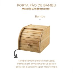 Porta Pão Bambu 27x20x18cm | Prático e Sustentável - 4
