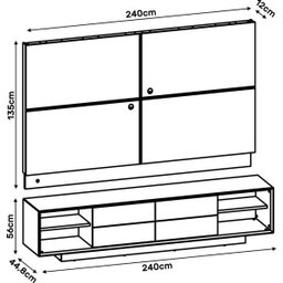 Rack com Painel para TV até 75 Polegadas 4 Gavetas Domani MDF Off White/Cinamomo Avela - 8
