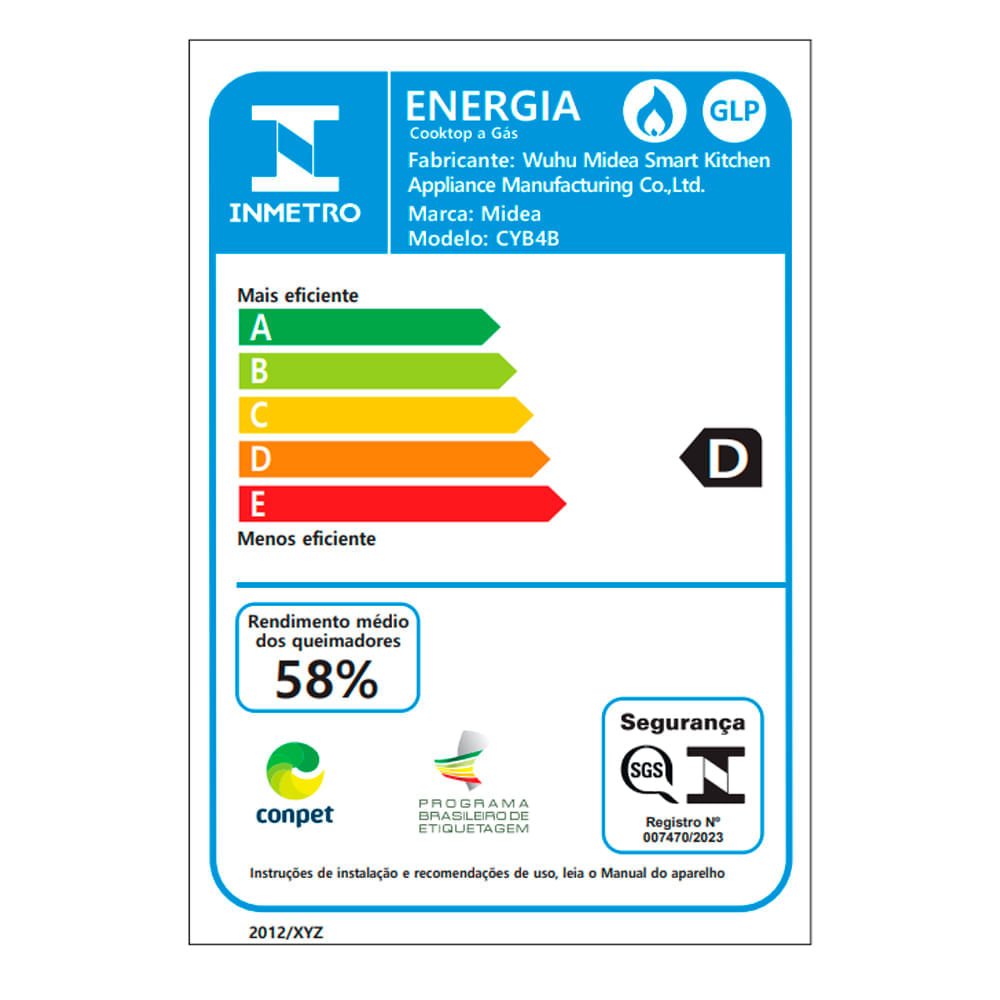 Cooktop à Gás midea inox com Mega Chama 4 Bocas Cyb4b - Bivolt - 11