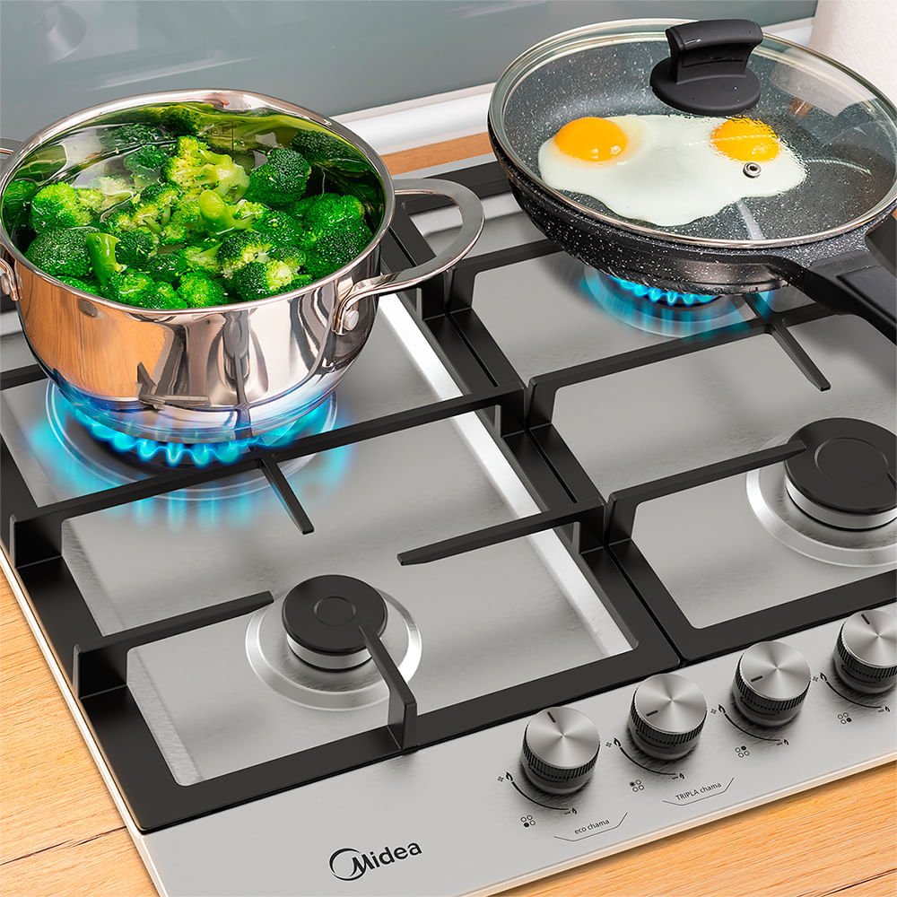 Cooktop à Gás midea inox com Mega Chama 4 Bocas Cyb4b - Bivolt - 7