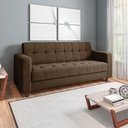 Ver imagem 2 de Sofá 03 Lugares Arezzo Suede Marrom Pés Chanfrado Tabaco - D’Rossi