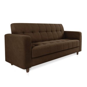 Sofá 03 Lugares Arezzo Suede Marrom Pés Chanfrado Tabaco - D'Rossi DRossi
