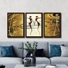 Quadro Ballet Africano Moldura Tabaco 3 Peças - 3