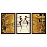 Quadro Ballet Africano Moldura Tabaco 3 Peças - 1