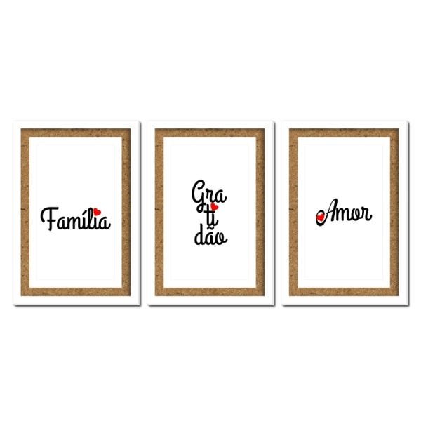 Quadro Decorativo 120 x 60 Mosaico Gratidão Fé Amor E Familia Leão